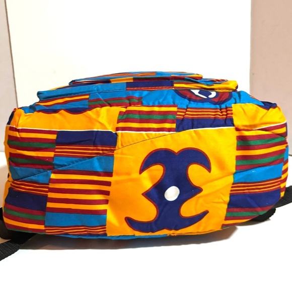 African ankara unisex handmade geometric backpack - Picture 3 of 4